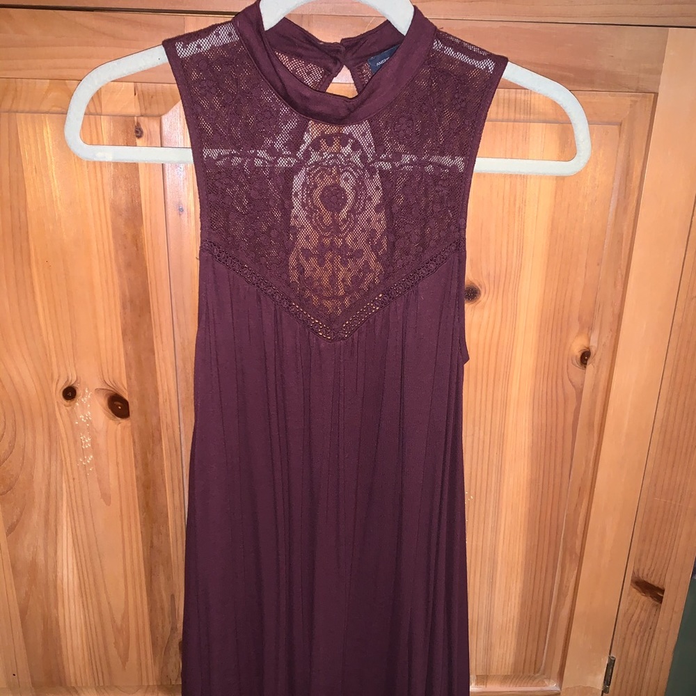 💋AMERICAN EAGLE HIGH NECK LACE RED SUNDRESS